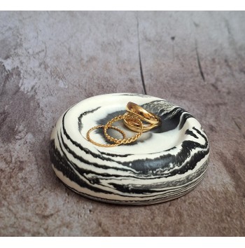 Bandeja Anillos Marmolado Blanco y Negro mod. IV