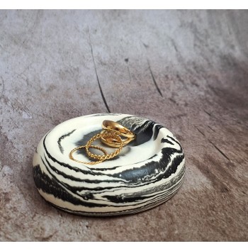 Bandeja Anillos Marmolado Blanco y Negro mod. IV