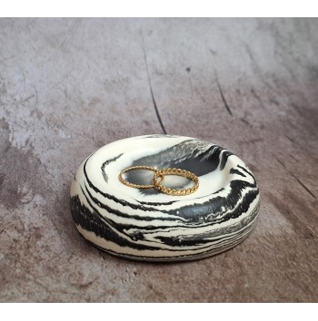 Bandeja Anillos Marmolado Blanco y Negro mod. IV