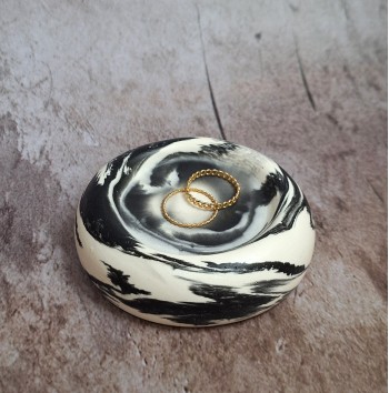 Bandeja Redonda Marmolado Blanco y Negro mod. V